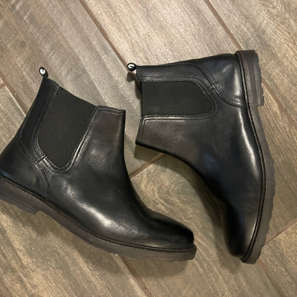 Zara Black Leather Chelsea Boots Size 39 - Picture 2 of 4